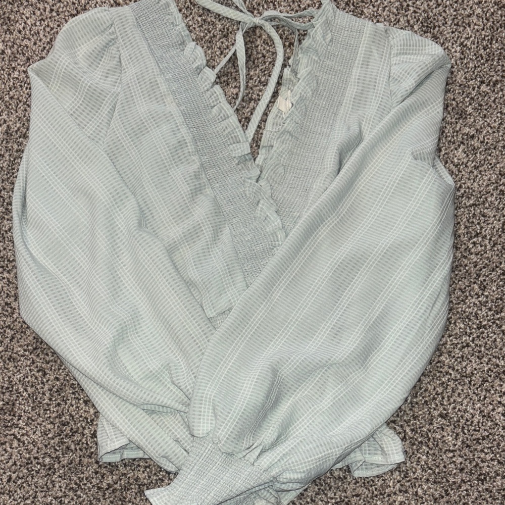 Blu Pepper Light Blue Ruffled Blouse